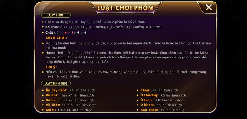 Luật chơi phỏm tại TDTC dành cho newbie